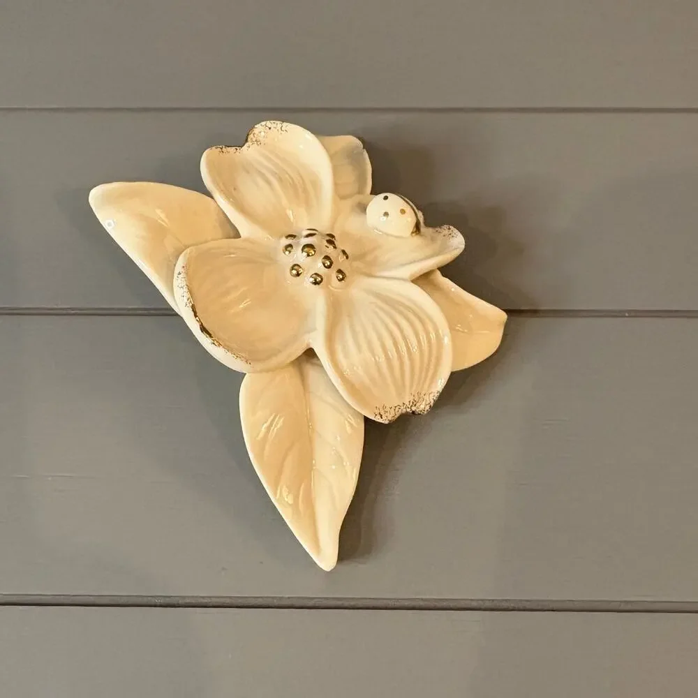 Lenox Classic Dogwood Flower with Ladybug Gold Highlights Cream Porcelain
